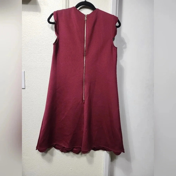 Ted Baker Jasmint Plum Burgundy Draped Scalloped Edge Sleeveless Dress - Size 2 - Picture 5 of 11